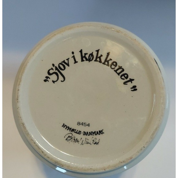 Rare Bjørn Wiinblad "Sjov i køkkenet" Sugar Jar Canister Lid Signed Denmark MCM - Picture 8 of 9
